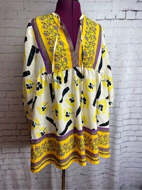 Melloday boho tunic cream and yellow